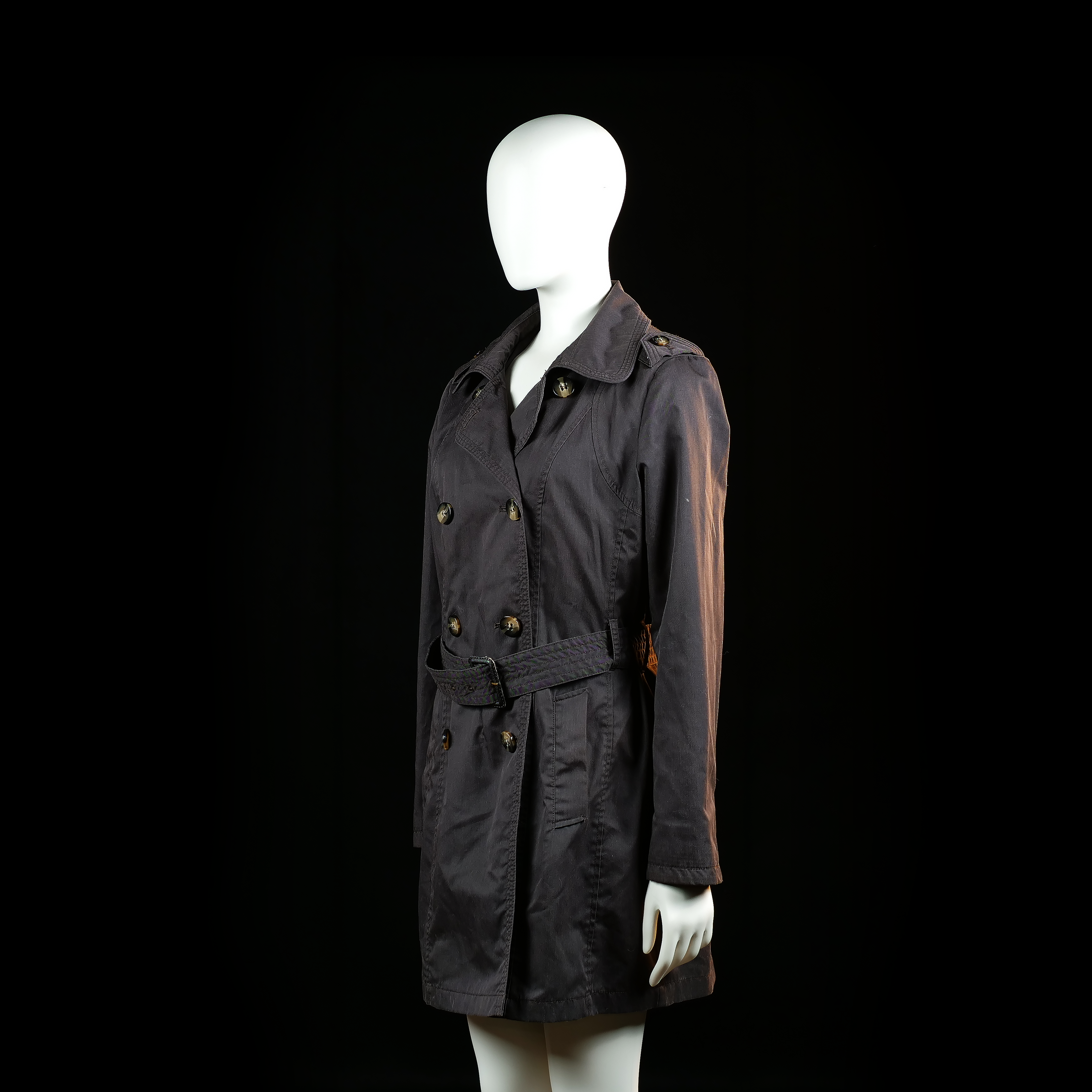 Yessica - trench coat - Charcoal - (Storlek: 42)