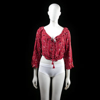 H&M Divided - blouse - Burgundy, White - (Storlek: 44)