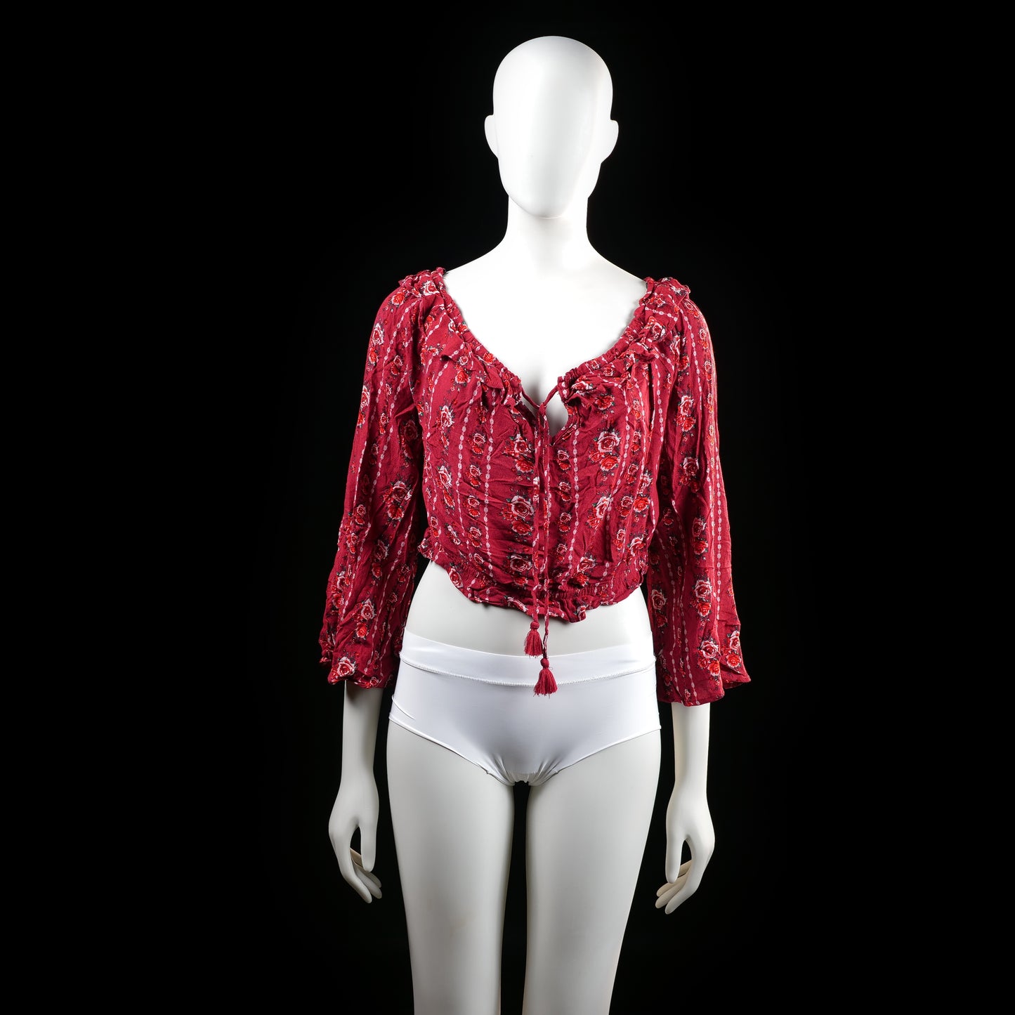 H&M Divided - blouse - Burgundy, White - (Storlek: 44)
