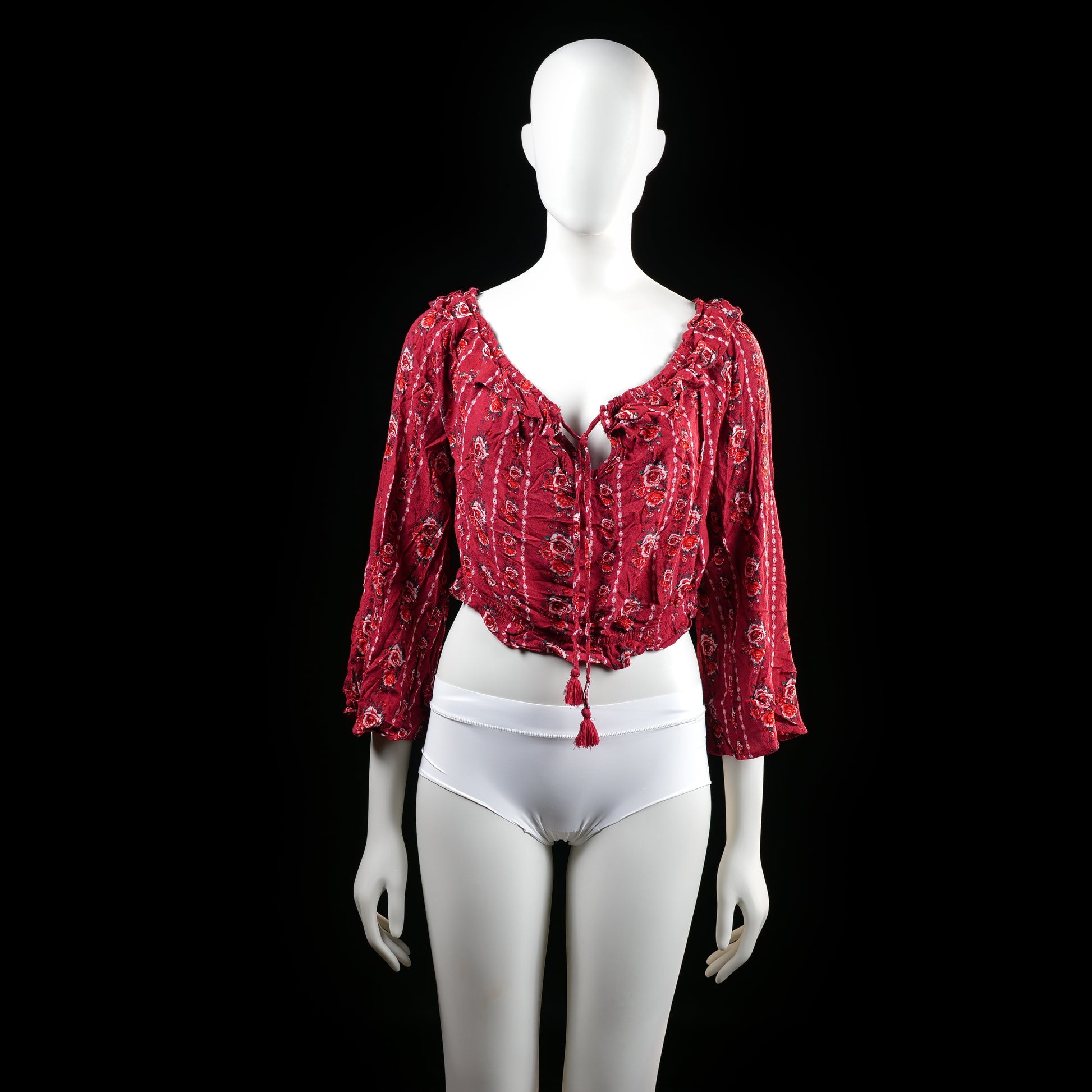 H&M Divided - blouse - Burgundy, White - (Storlek: 44)