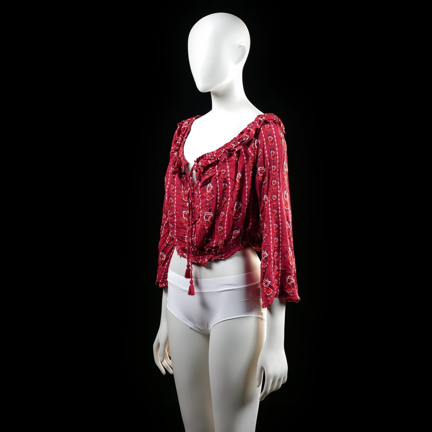 H&M Divided - blouse - Burgundy, White - (Storlek: 44)