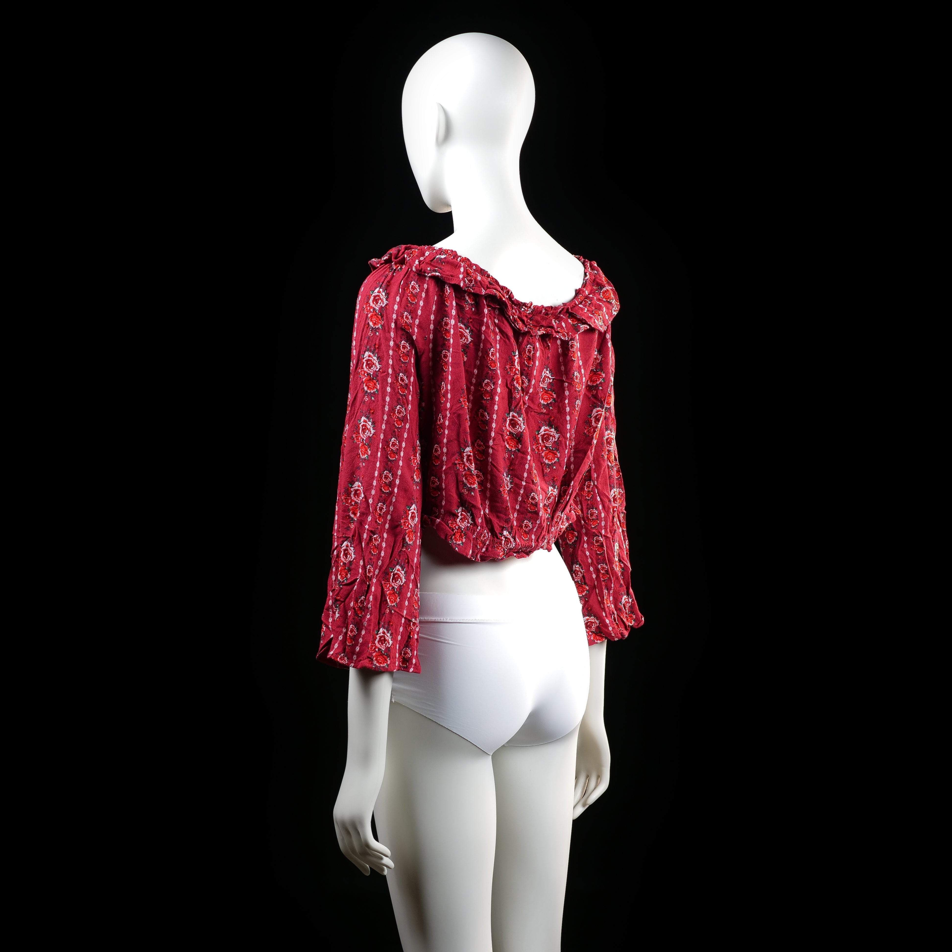 H&M Divided - blouse - Burgundy, White - (Storlek: 44)