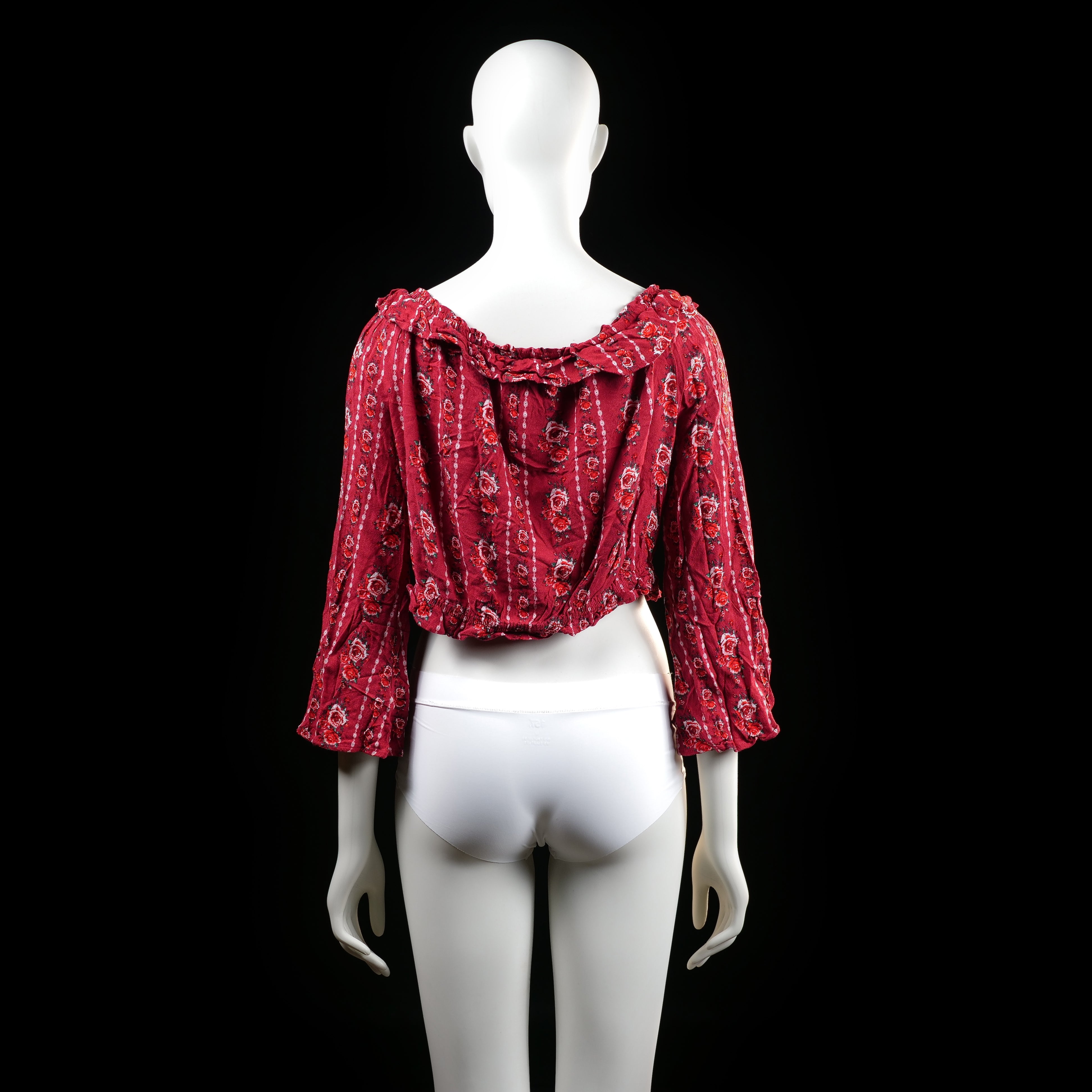 H&M Divided - blouse - Burgundy, White - (Storlek: 44)