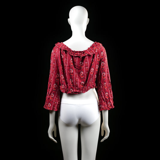 H&M Divided - blouse - Burgundy, White - (Storlek: 44)