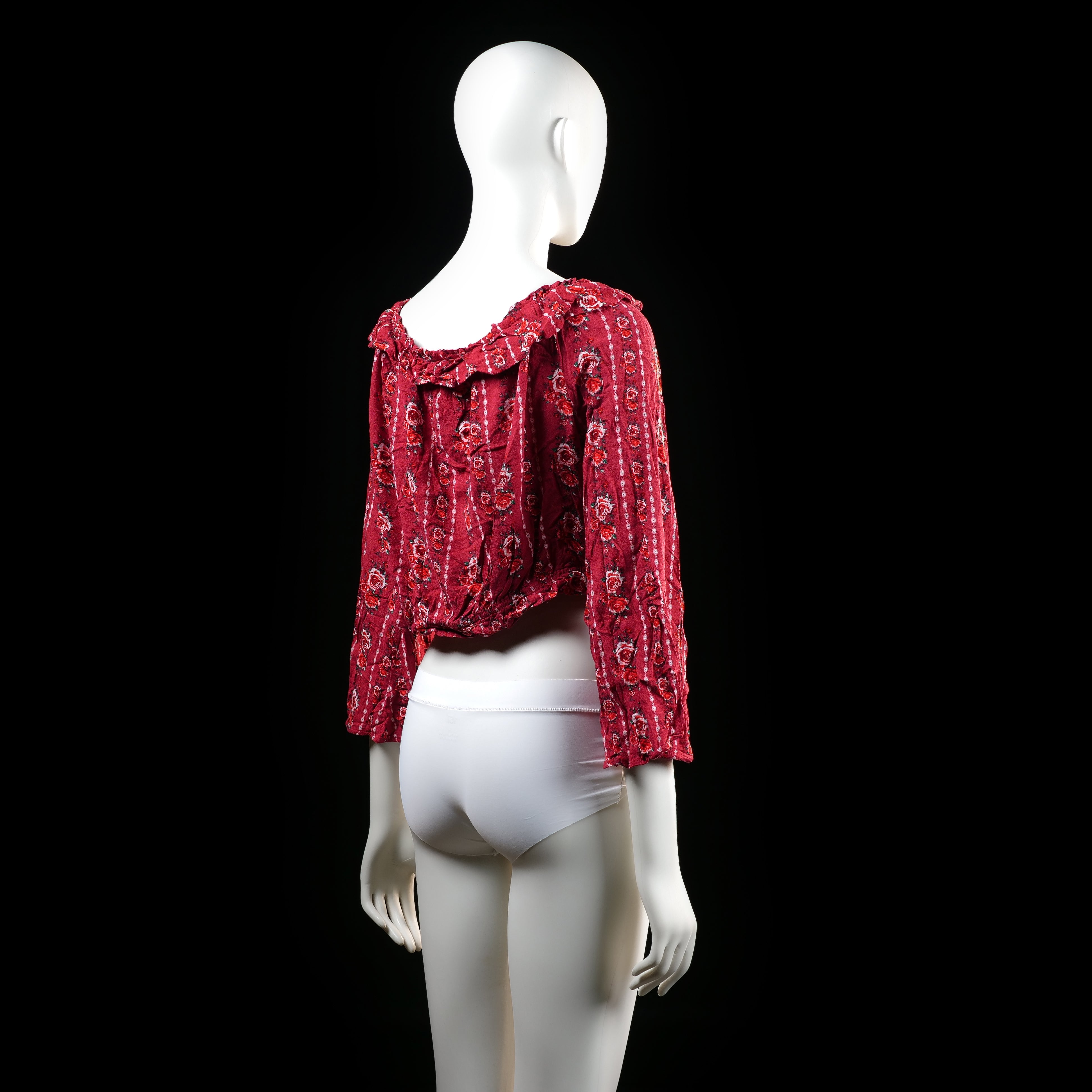 H&M Divided - blouse - Burgundy, White - (Storlek: 44)