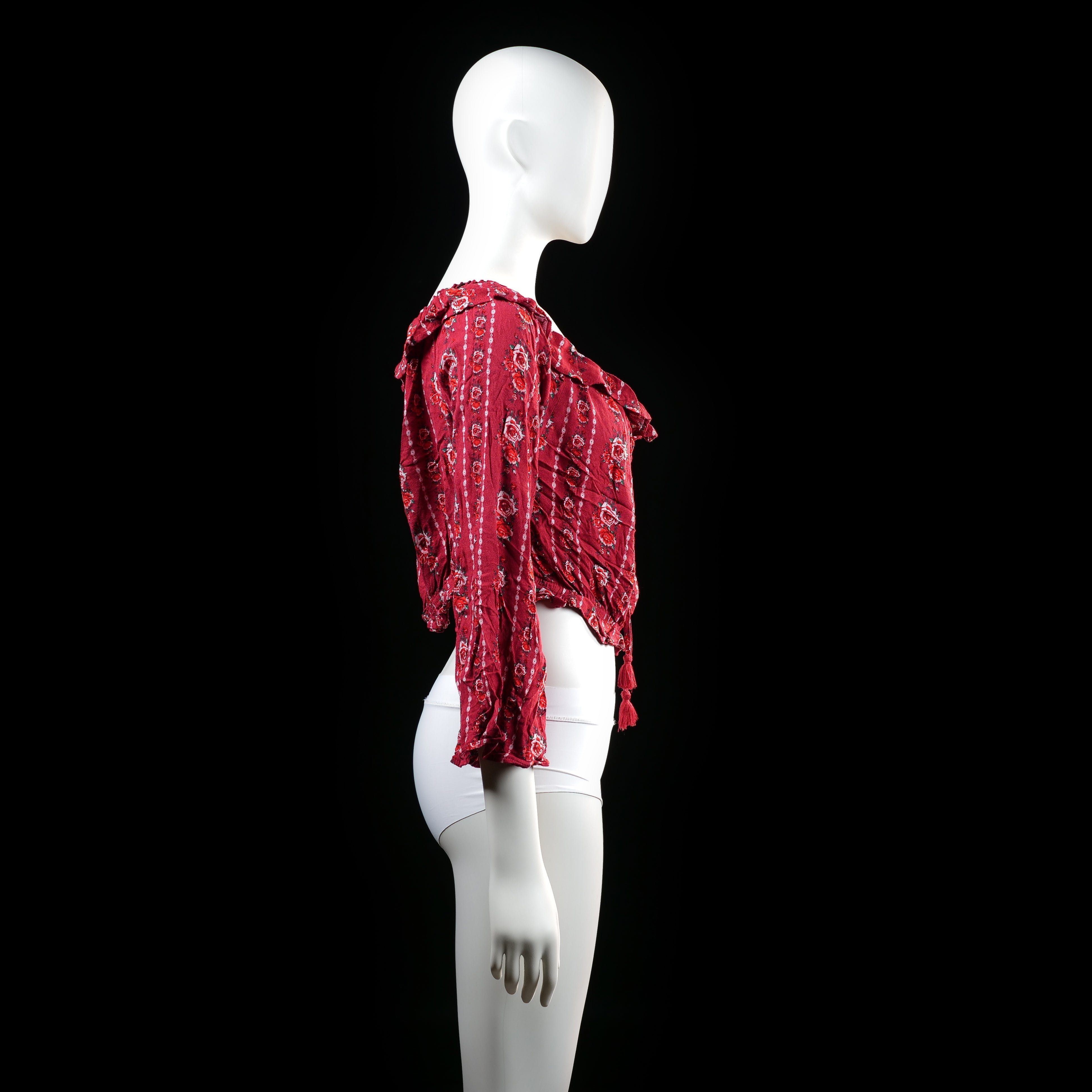 H&M Divided - blouse - Burgundy, White - (Storlek: 44)