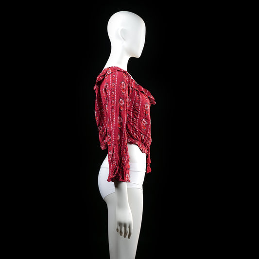 H&M Divided - blouse - Burgundy, White - (Storlek: 44)