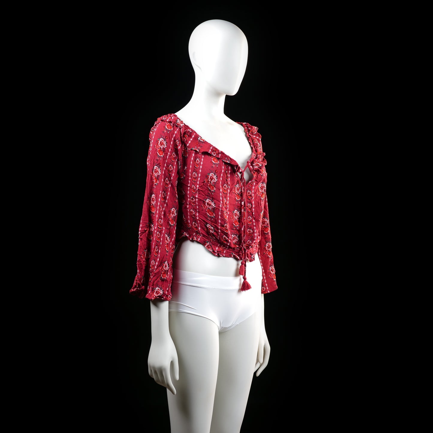 H&M Divided - blouse - Burgundy, White - (Storlek: 44)