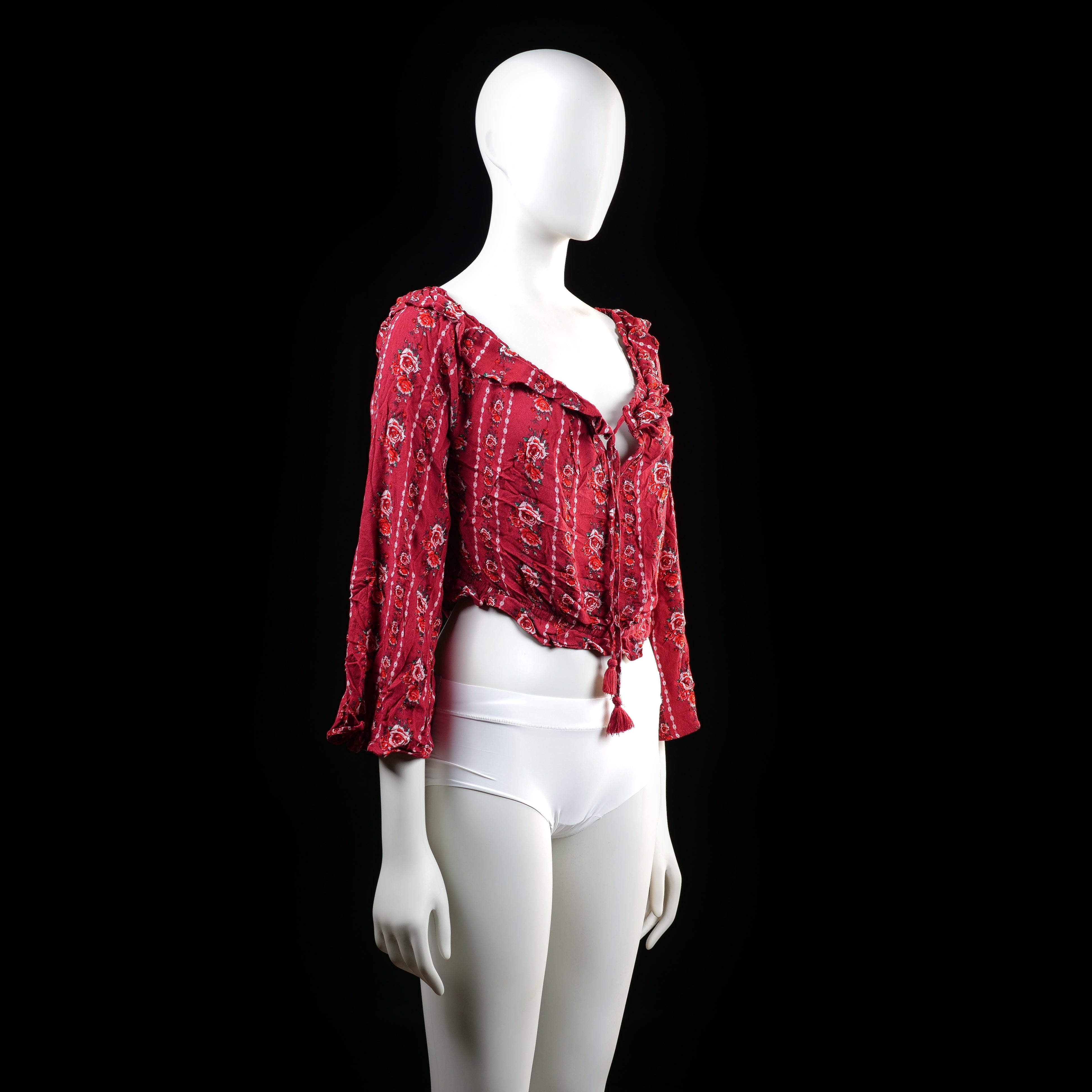 H&M Divided - blouse - Burgundy, White - (Storlek: 44)