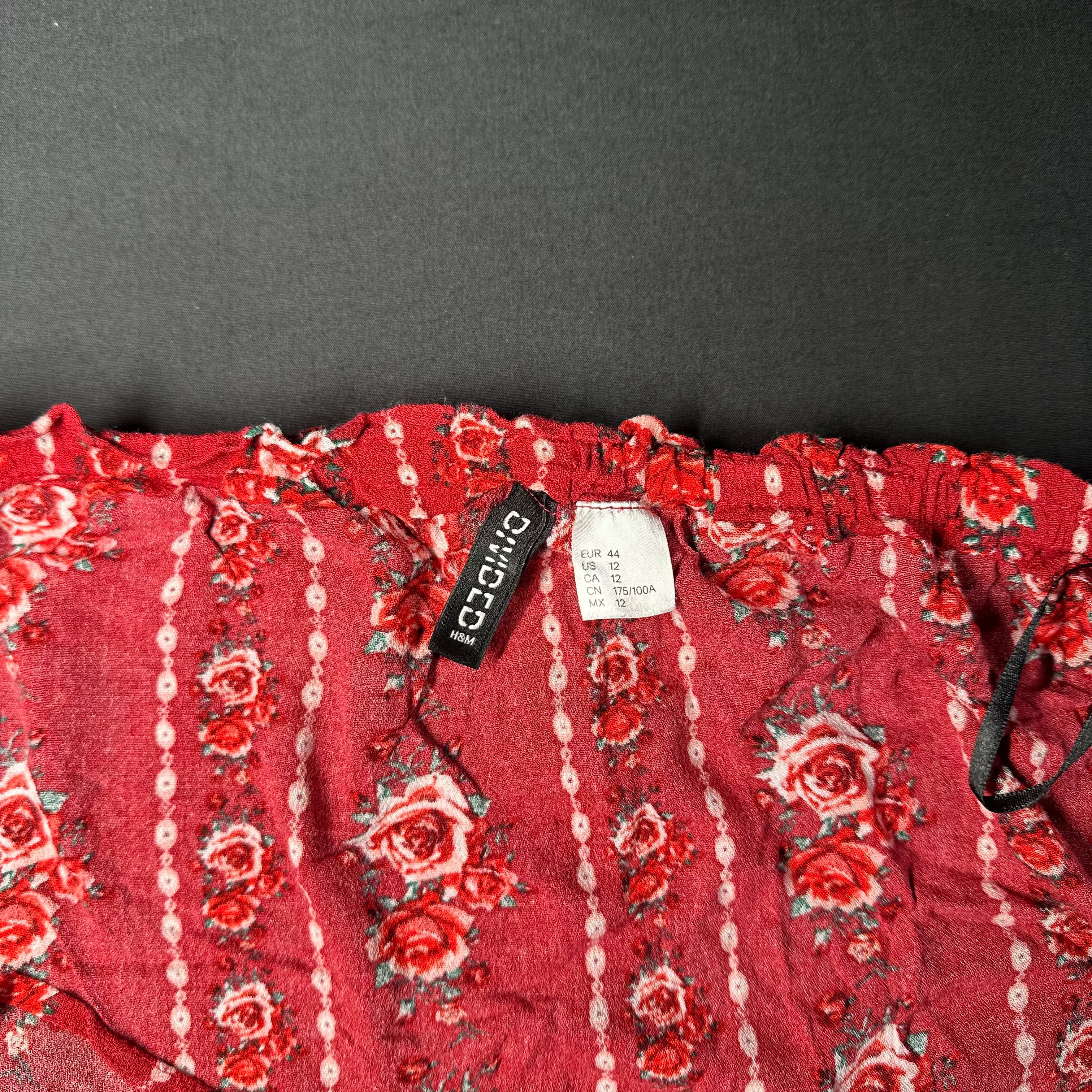 H&M Divided - blouse - Burgundy, White - (Storlek: 44)