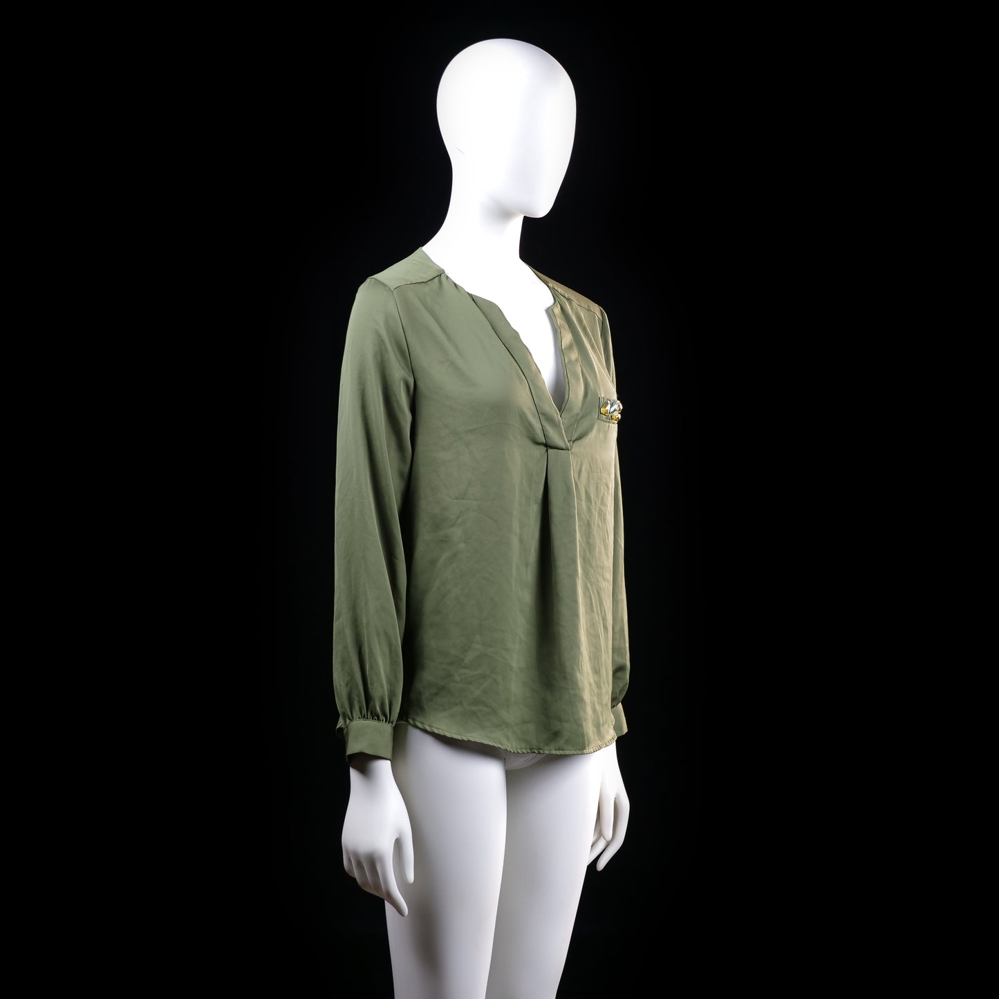 H&M - blouse - Olive - (Storlek: 38)