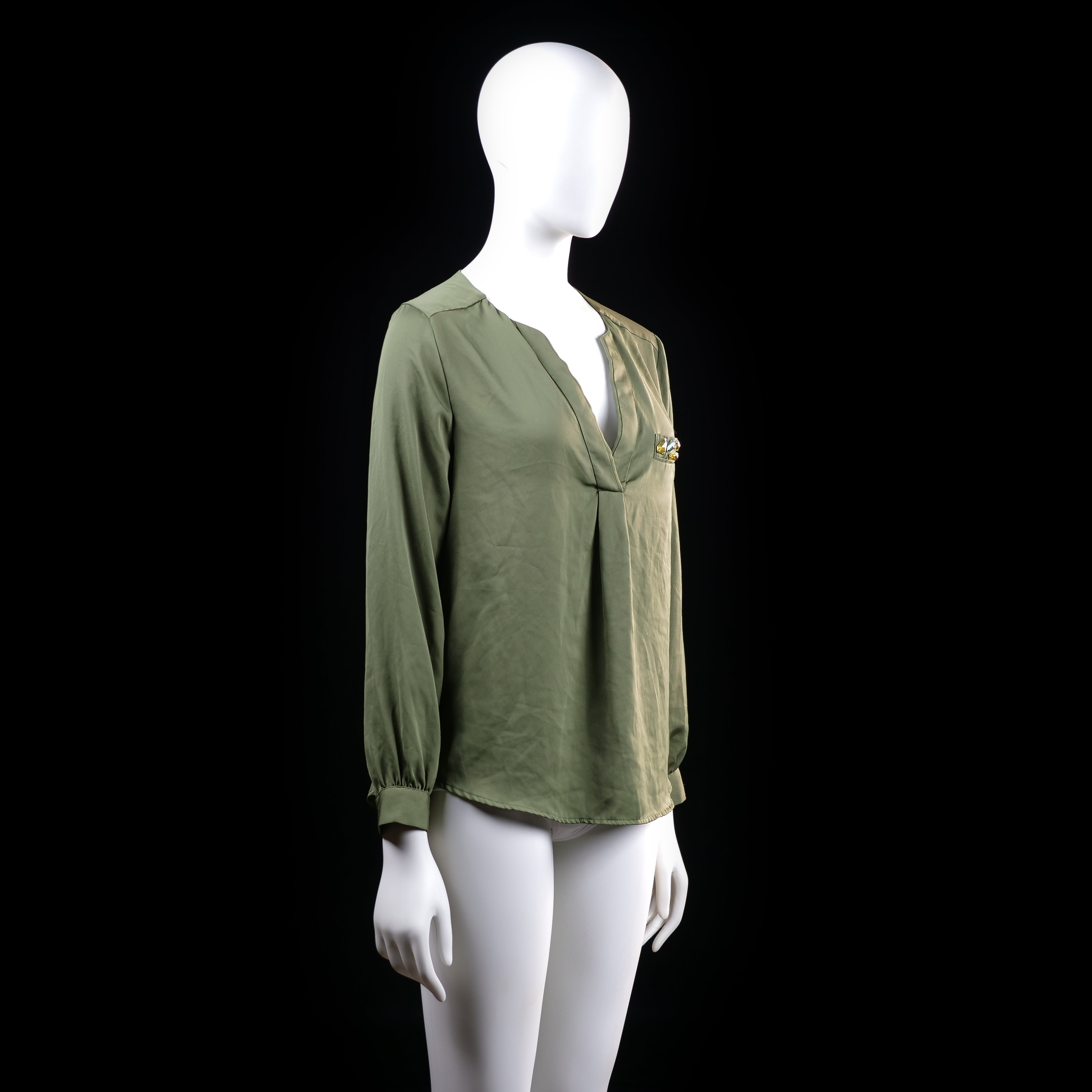 H&M - blouse - Olive - (Storlek: 38)