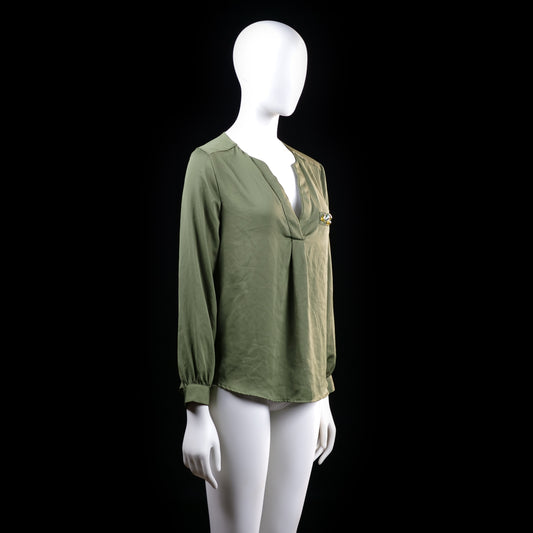 H&M - blouse - Olive - (Storlek: 38)