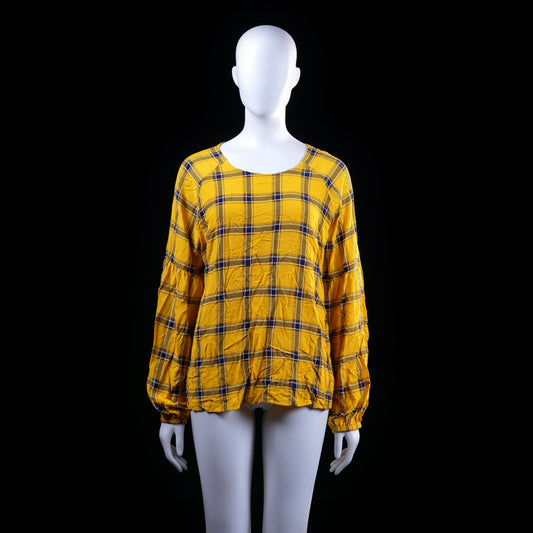 Cubus - blouse - Mustard, Navy - (Storlek: 44)