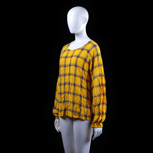 Cubus - blouse - Mustard, Navy - (Storlek: 44)