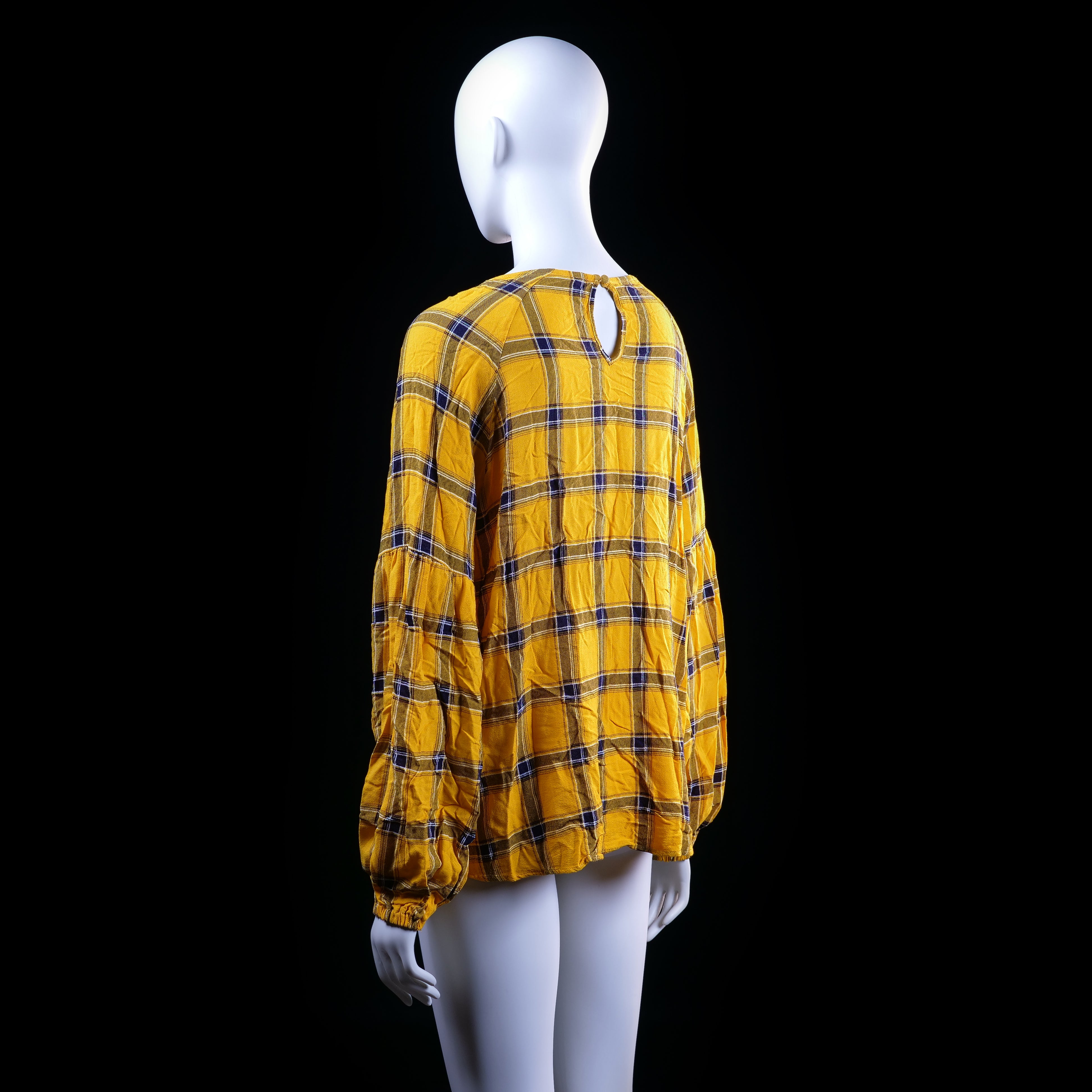 Cubus - blouse - Mustard, Navy - (Storlek: 44)