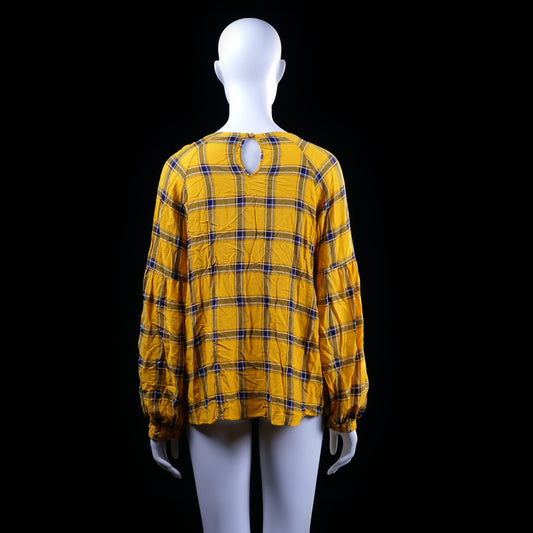 Cubus - blouse - Mustard, Navy - (Storlek: 44)