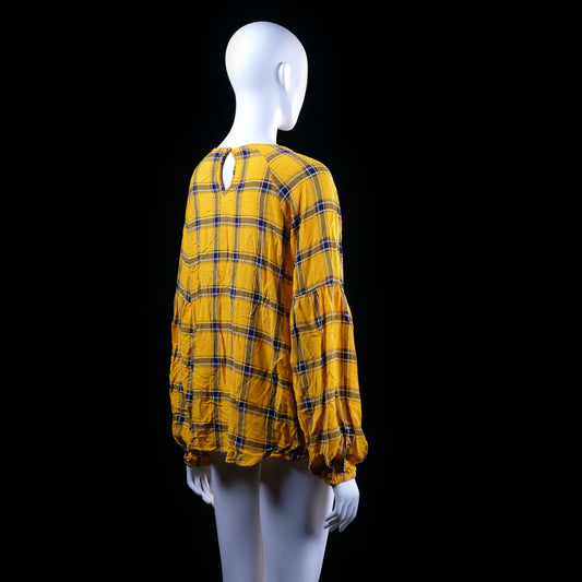 Cubus - blouse - Mustard, Navy - (Storlek: 44)
