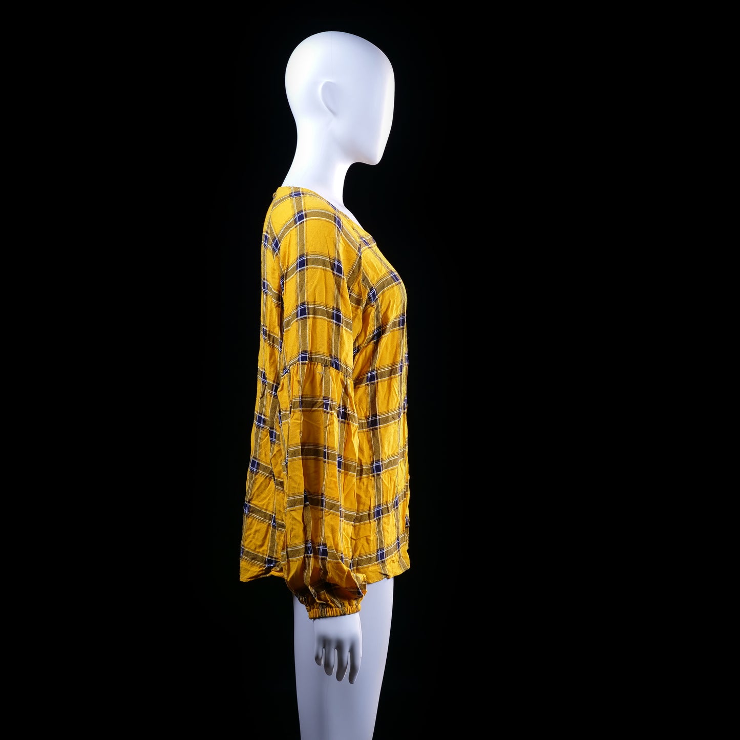 Cubus - blouse - Mustard, Navy - (Storlek: 44)