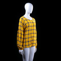 Cubus - blouse - Mustard, Navy - (Storlek: 44)