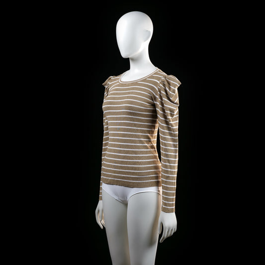 Jacqueline De Yong - sweater - Beige, White - (Storlek: L)