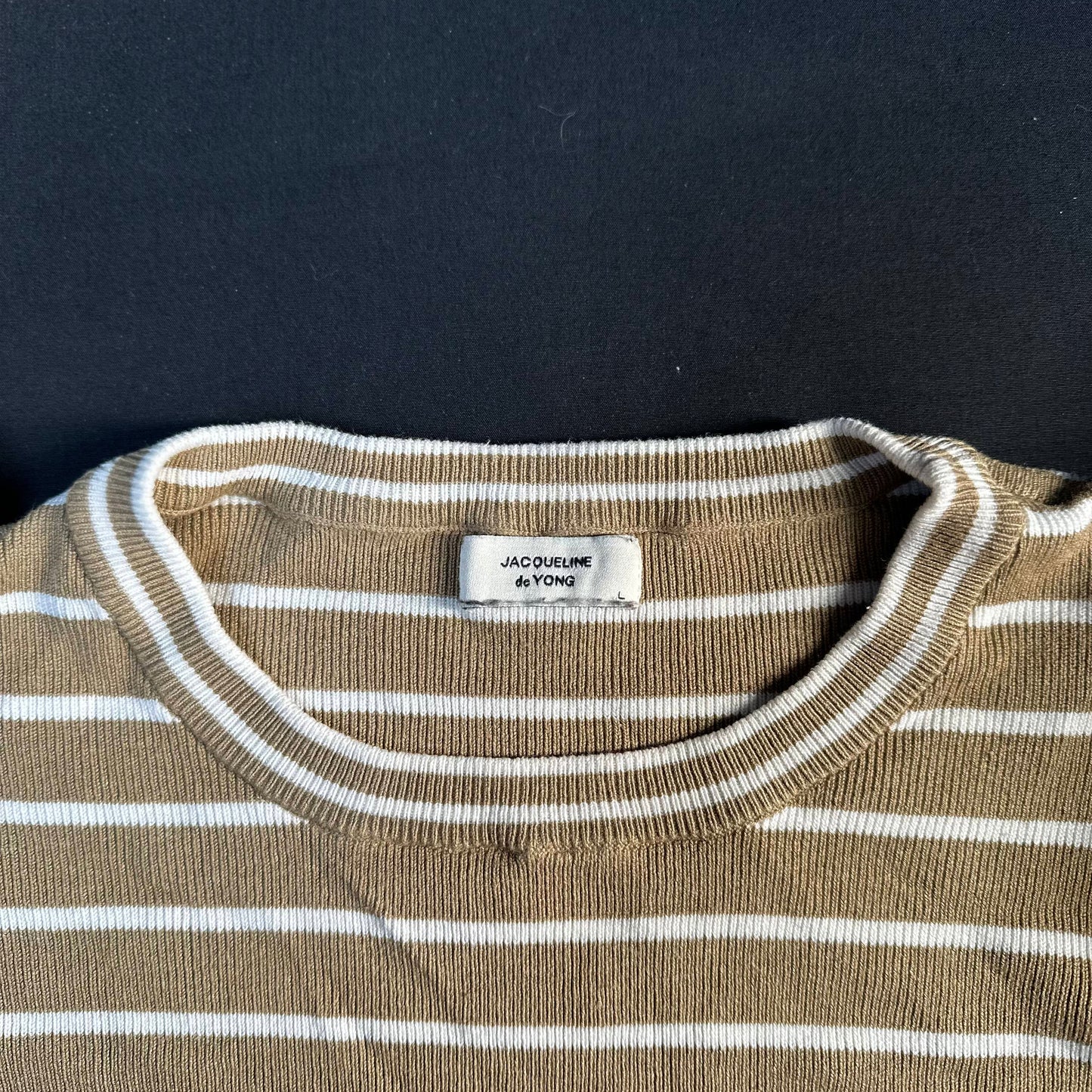 Jacqueline De Yong - sweater - Beige, White - (Storlek: L)