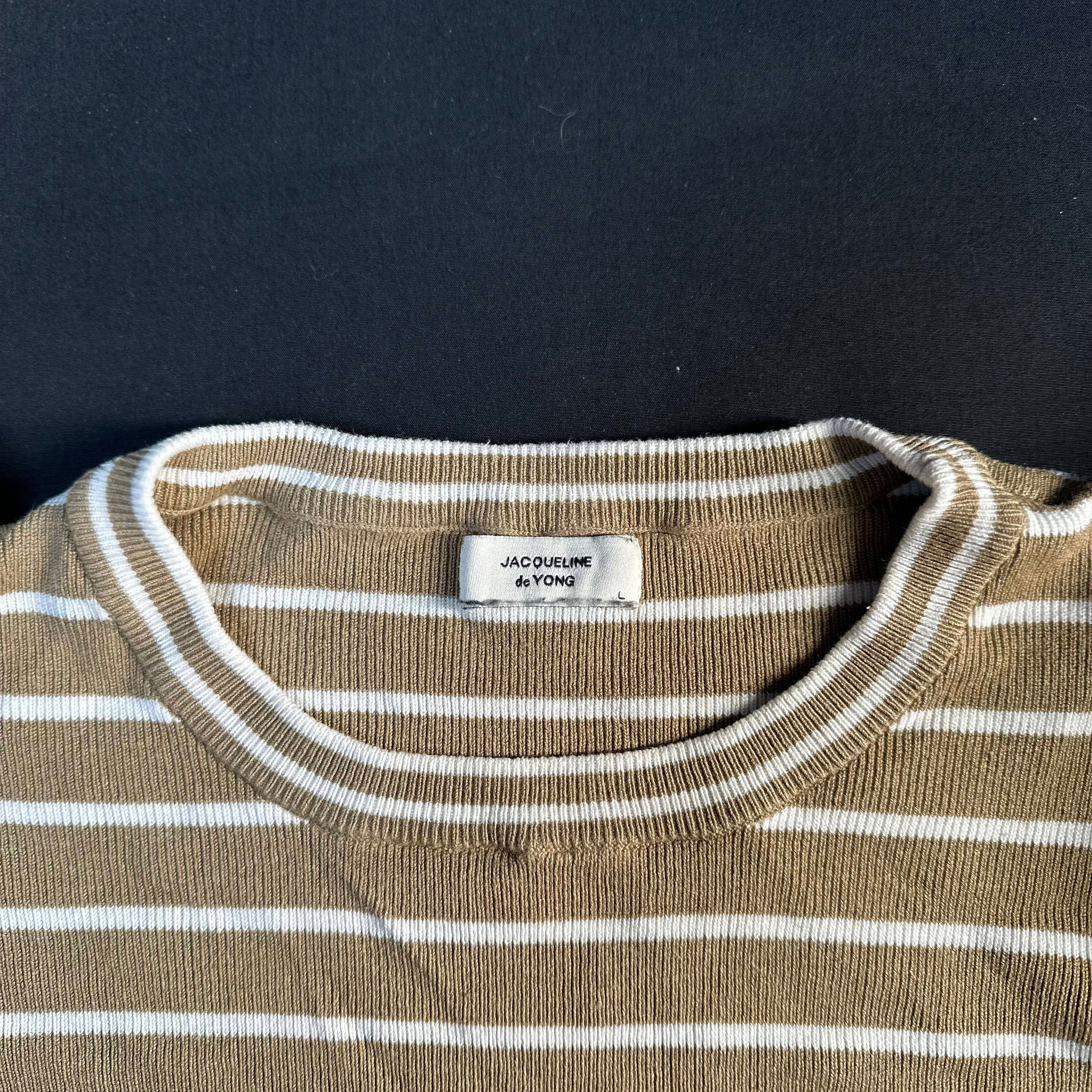 Jacqueline De Yong - sweater - Beige, White - (Storlek: L)