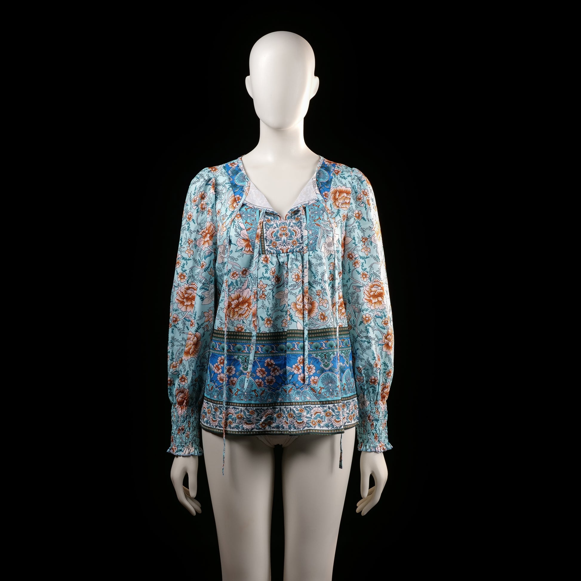 blouse - Light Blue, Rust - (Storlek: S)