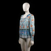 blouse - Light Blue, Rust - (Storlek: S)
