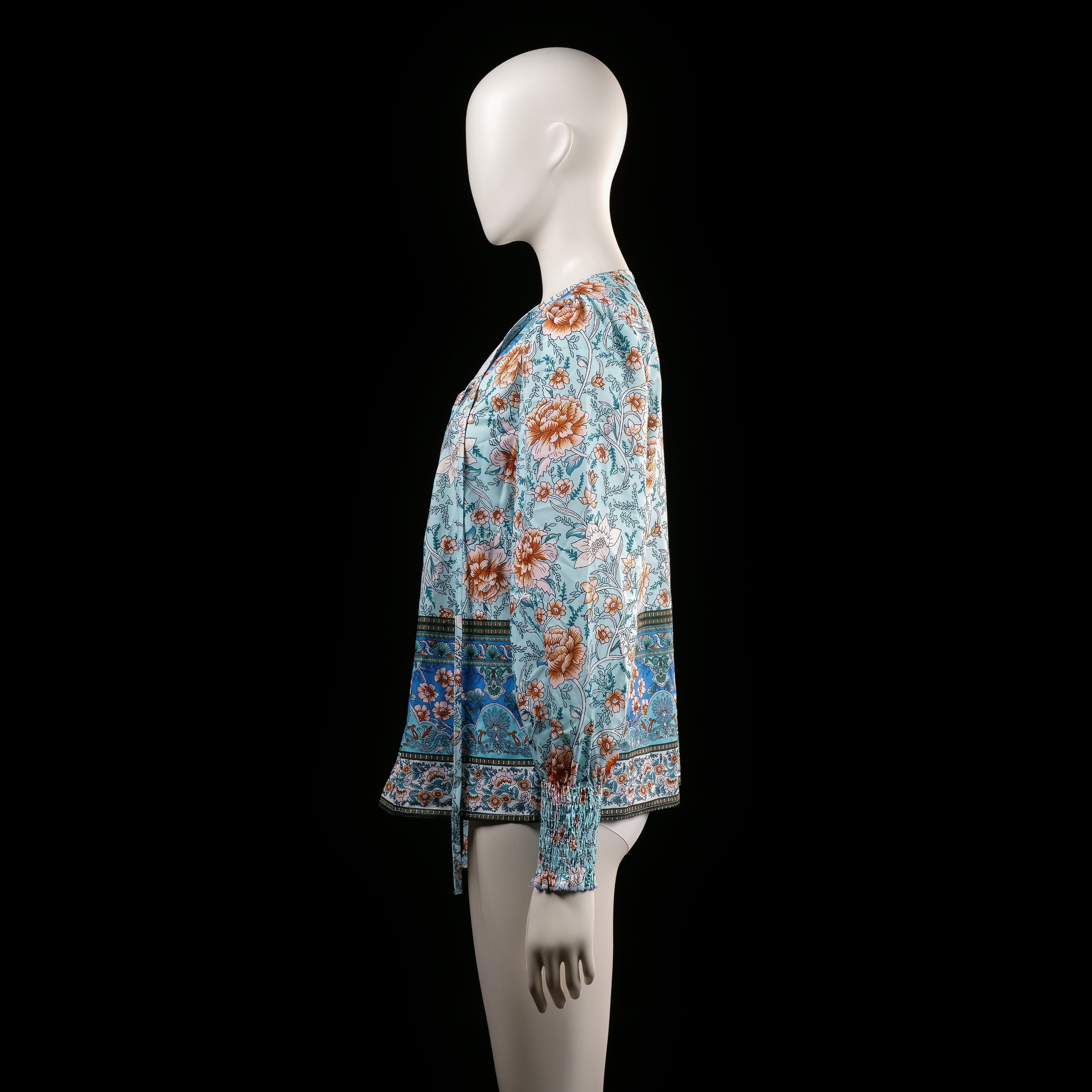 blouse - Light Blue, Rust - (Storlek: S)