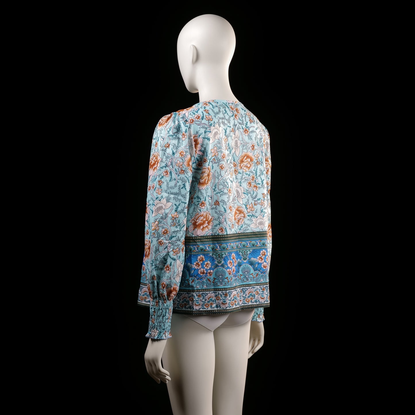 blouse - Light Blue, Rust - (Storlek: S)