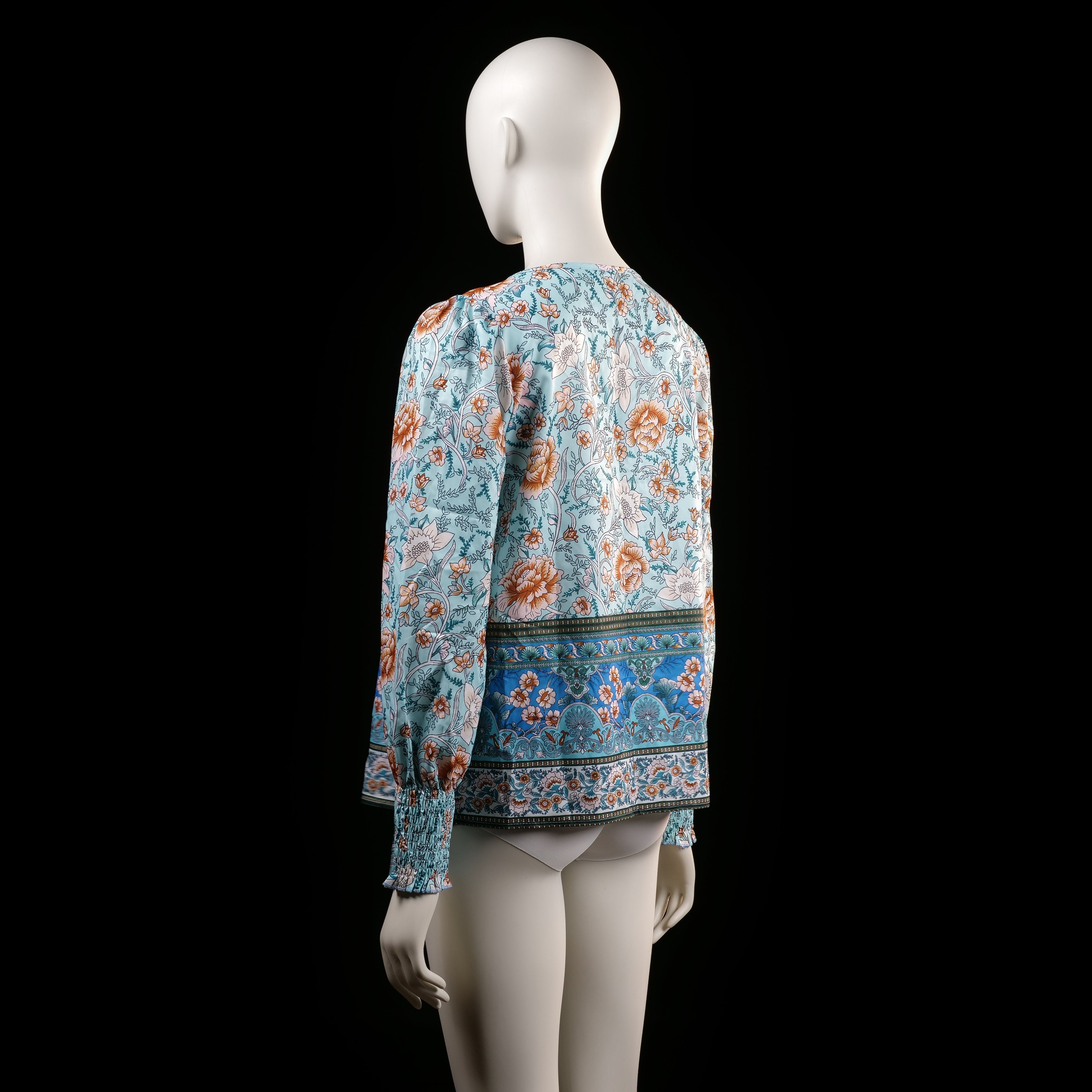 blouse - Light Blue, Rust - (Storlek: S)
