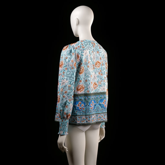 blouse - Light Blue, Rust - (Storlek: S)