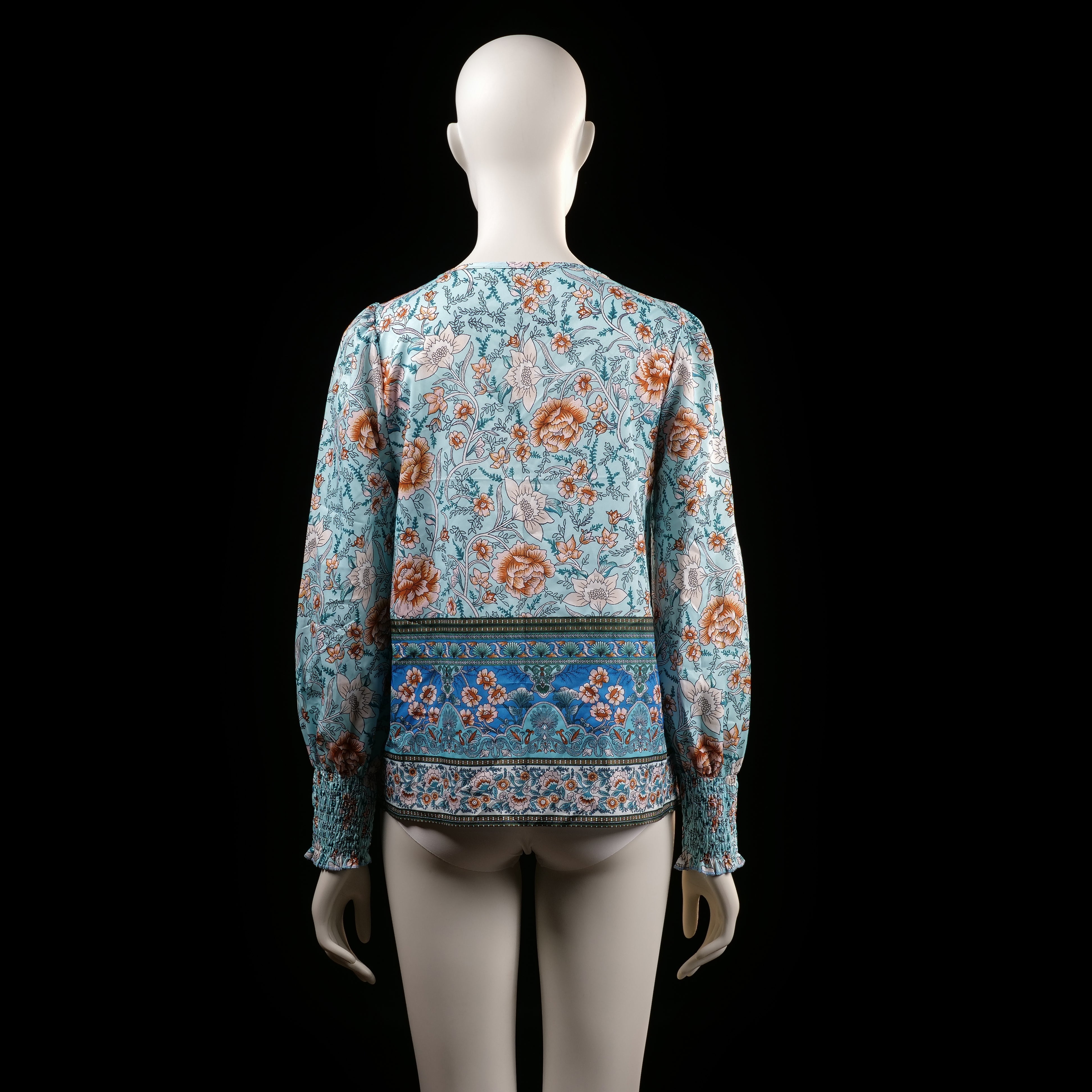 blouse - Light Blue, Rust - (Storlek: S)