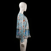 blouse - Light Blue, Rust - (Storlek: S)