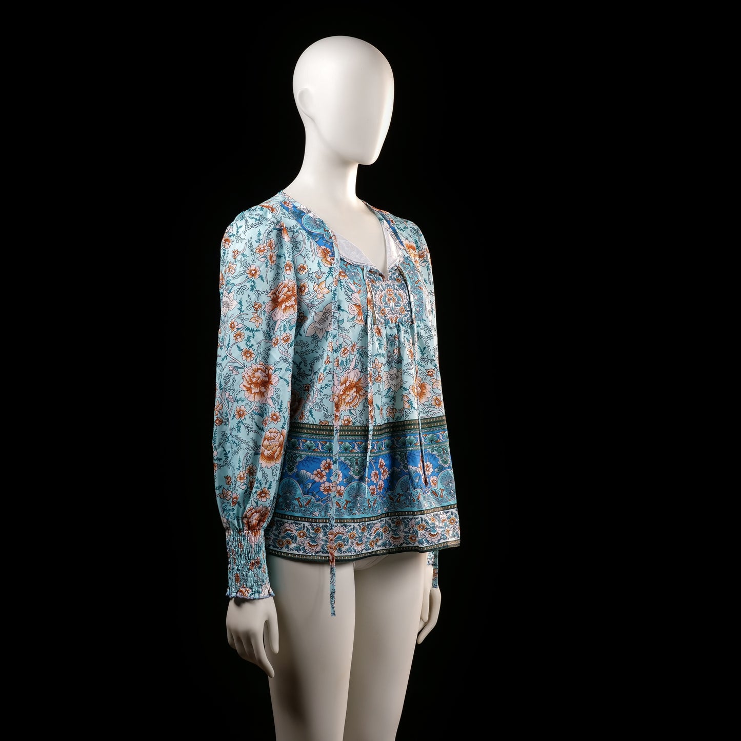 blouse - Light Blue, Rust - (Storlek: S)