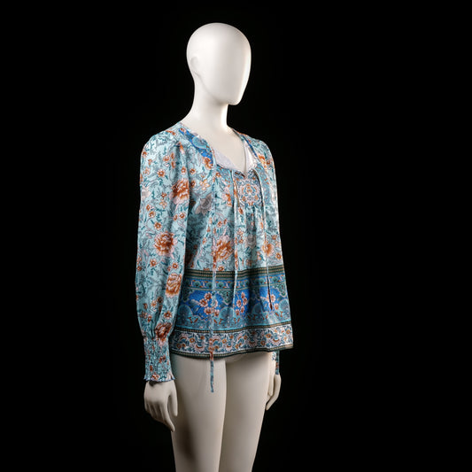 blouse - Light Blue, Rust - (Storlek: S)