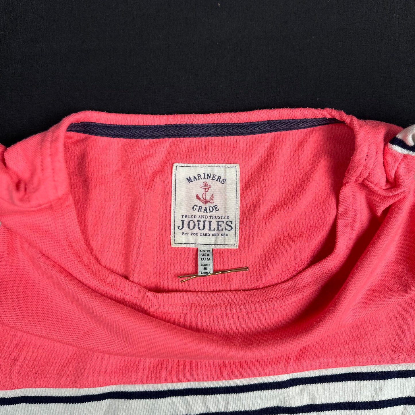 Joules - t-shirt - White, Navy, Pink - (Storlek: M)