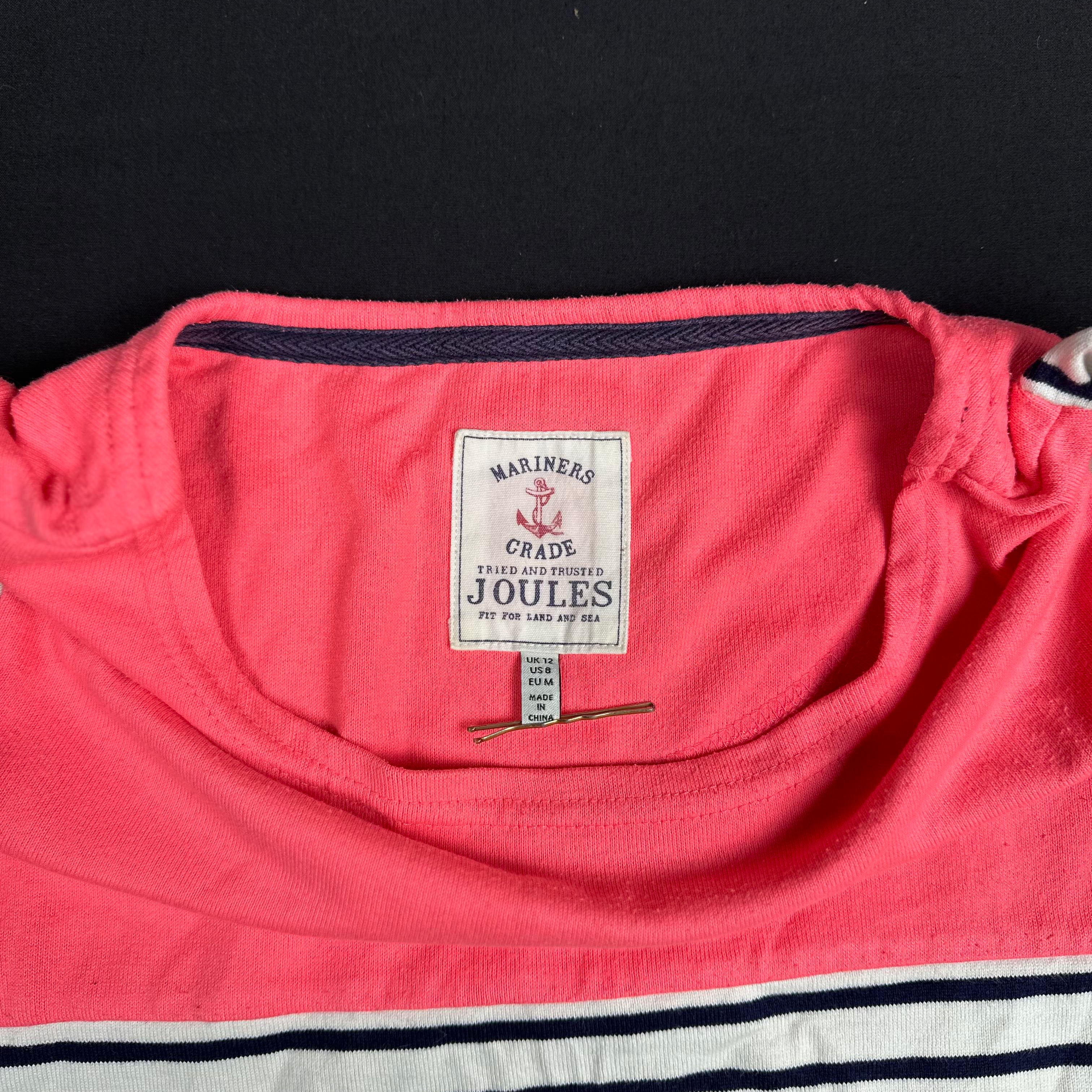 Joules - t-shirt - White, Navy, Pink - (Storlek: M)