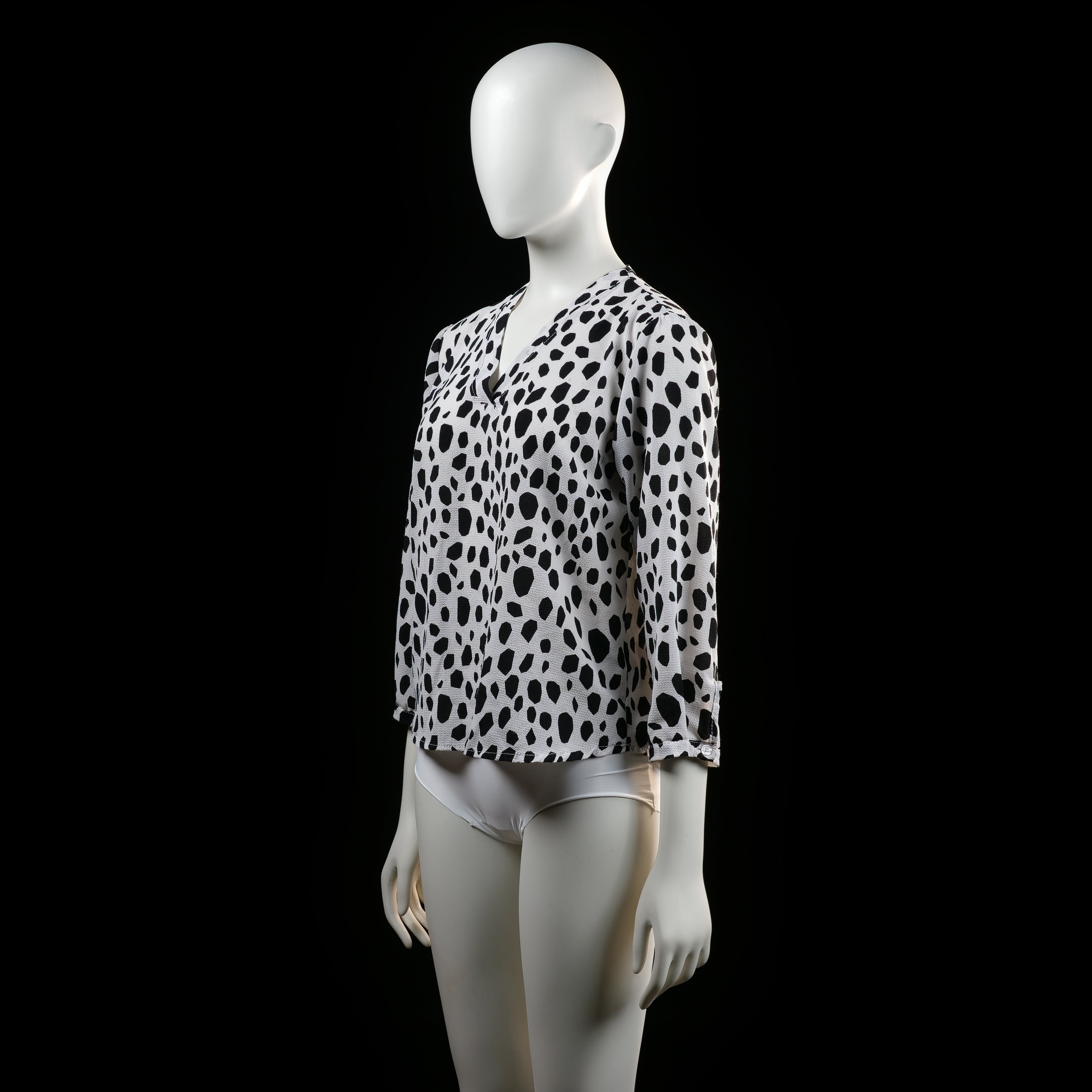 Savinni - blouse - White, Black - (Storlek: S)