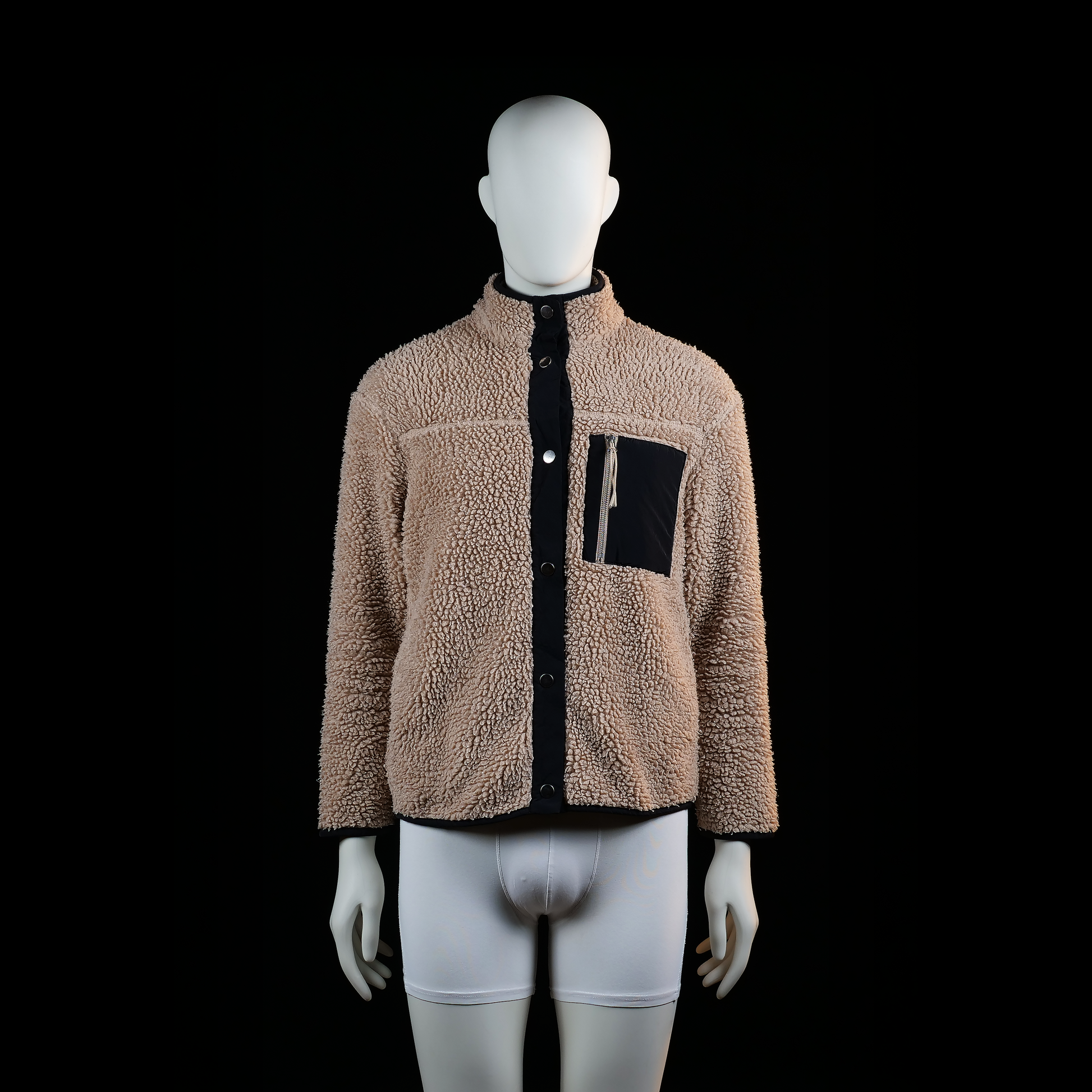 H&M Divided - fleece jacket - Camel, Black - (Storlek: S)