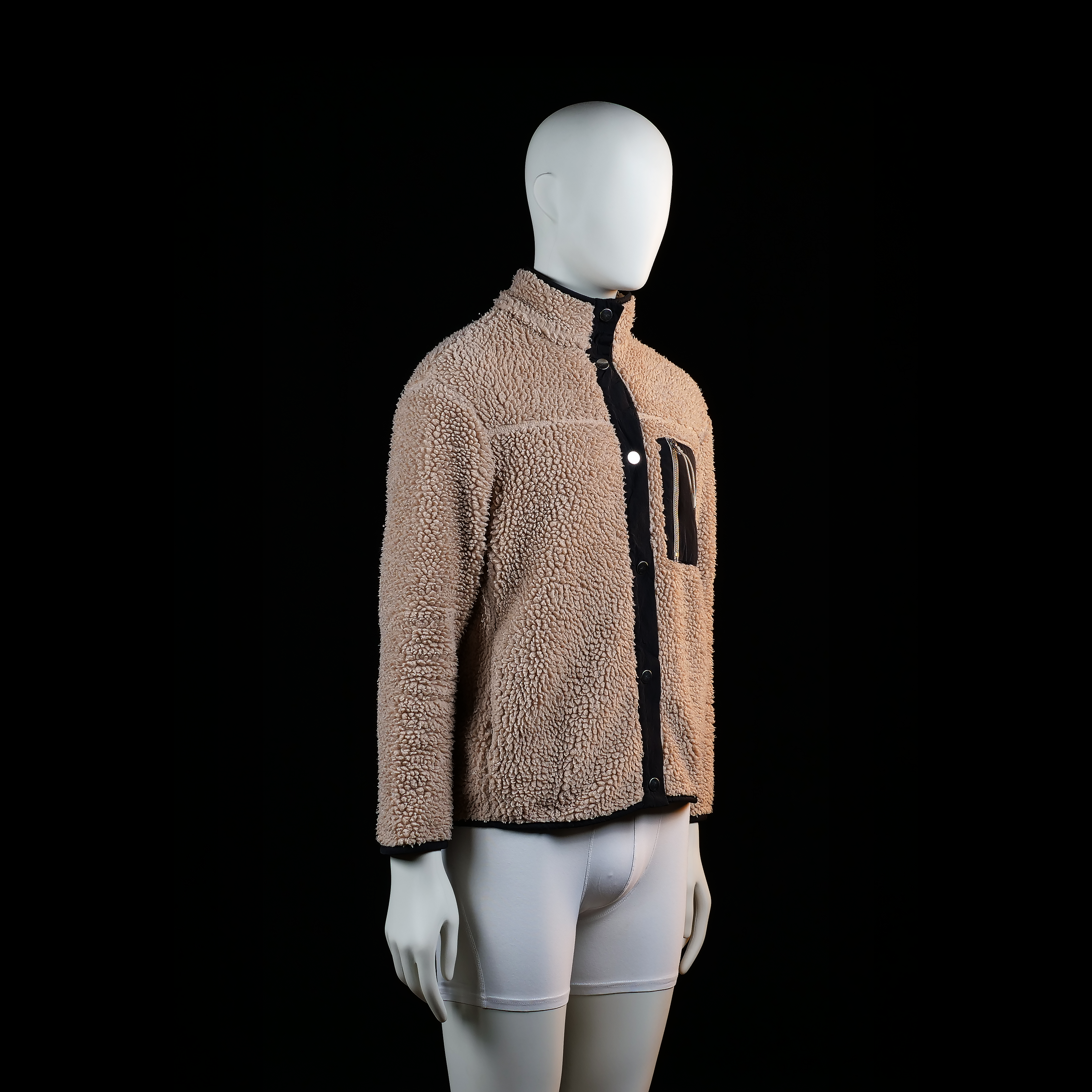 H&M Divided - fleece jacket - Camel, Black - (Storlek: S)