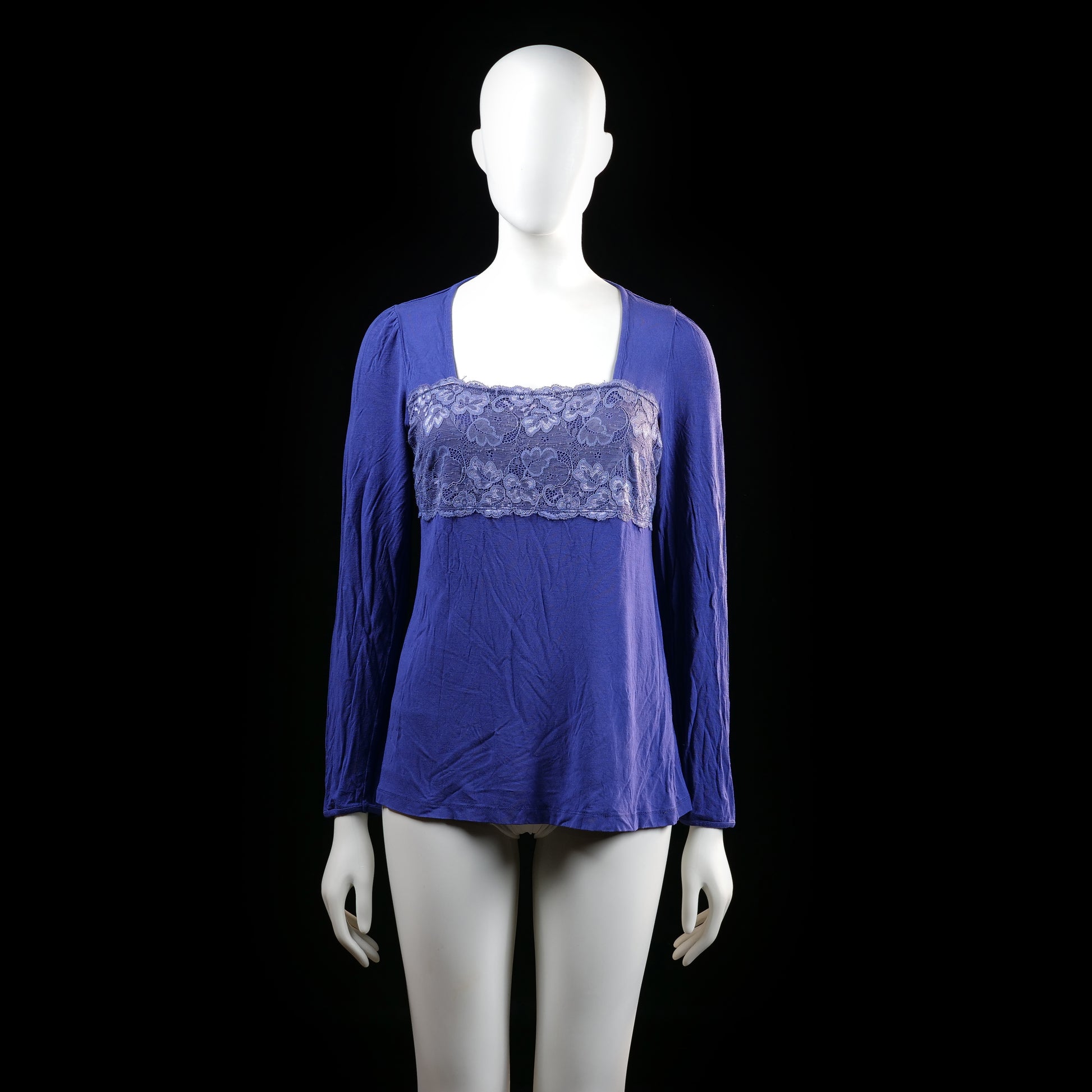 Damella - blouse - Indigo, White - (Storlek: M)