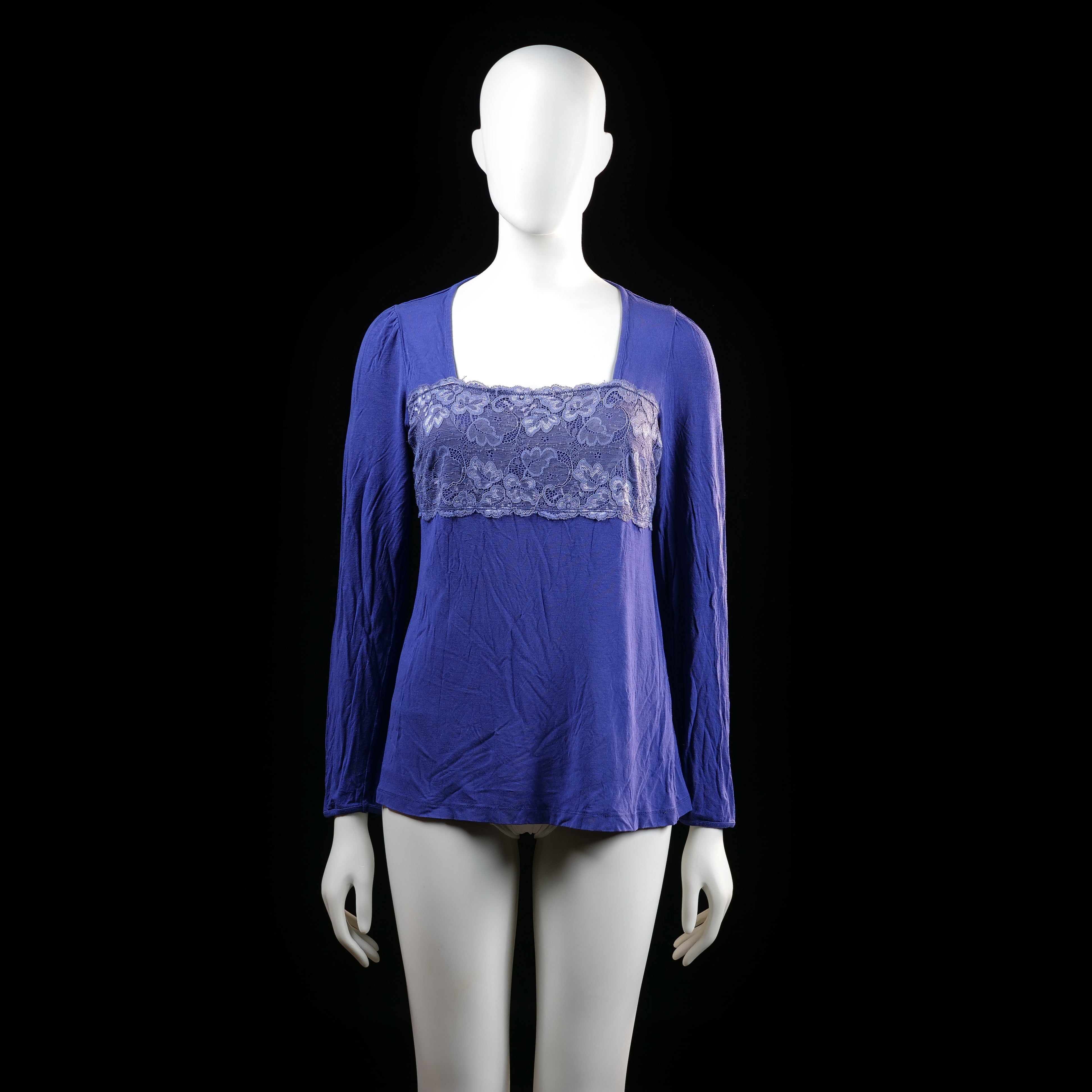 Damella - blouse - Indigo, White - (Storlek: M)