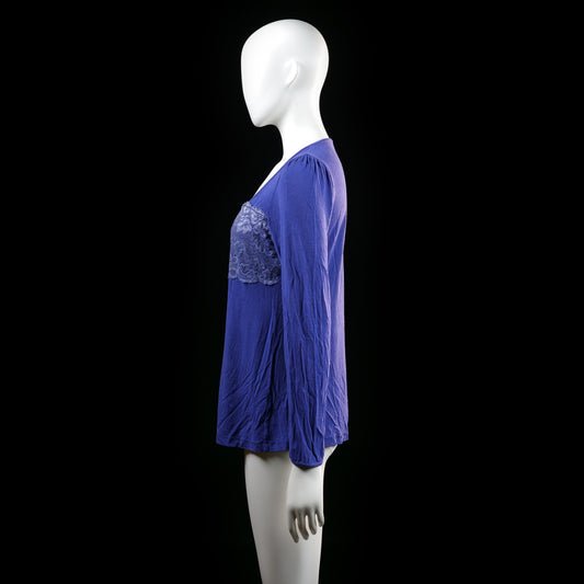 Damella - blouse - Indigo, White - (Storlek: M)