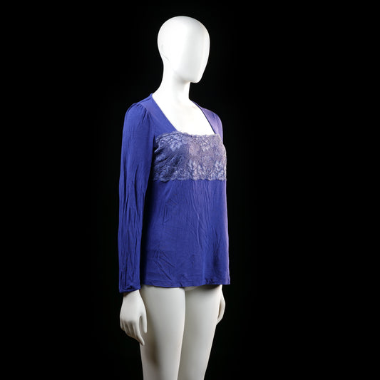 Damella - blouse - Indigo, White - (Storlek: M)