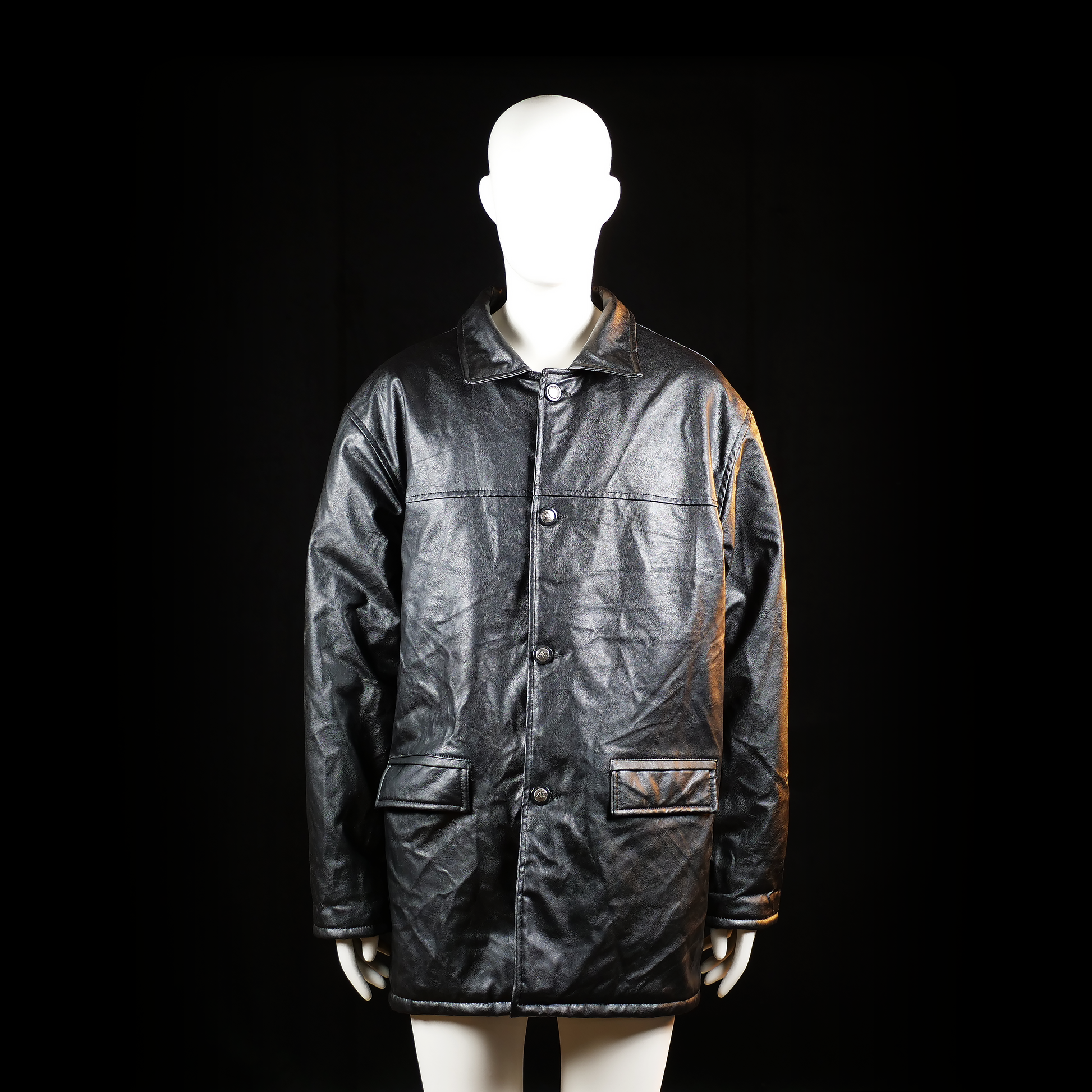 Ac - leather jacket - Black - (Storlek: XXL)