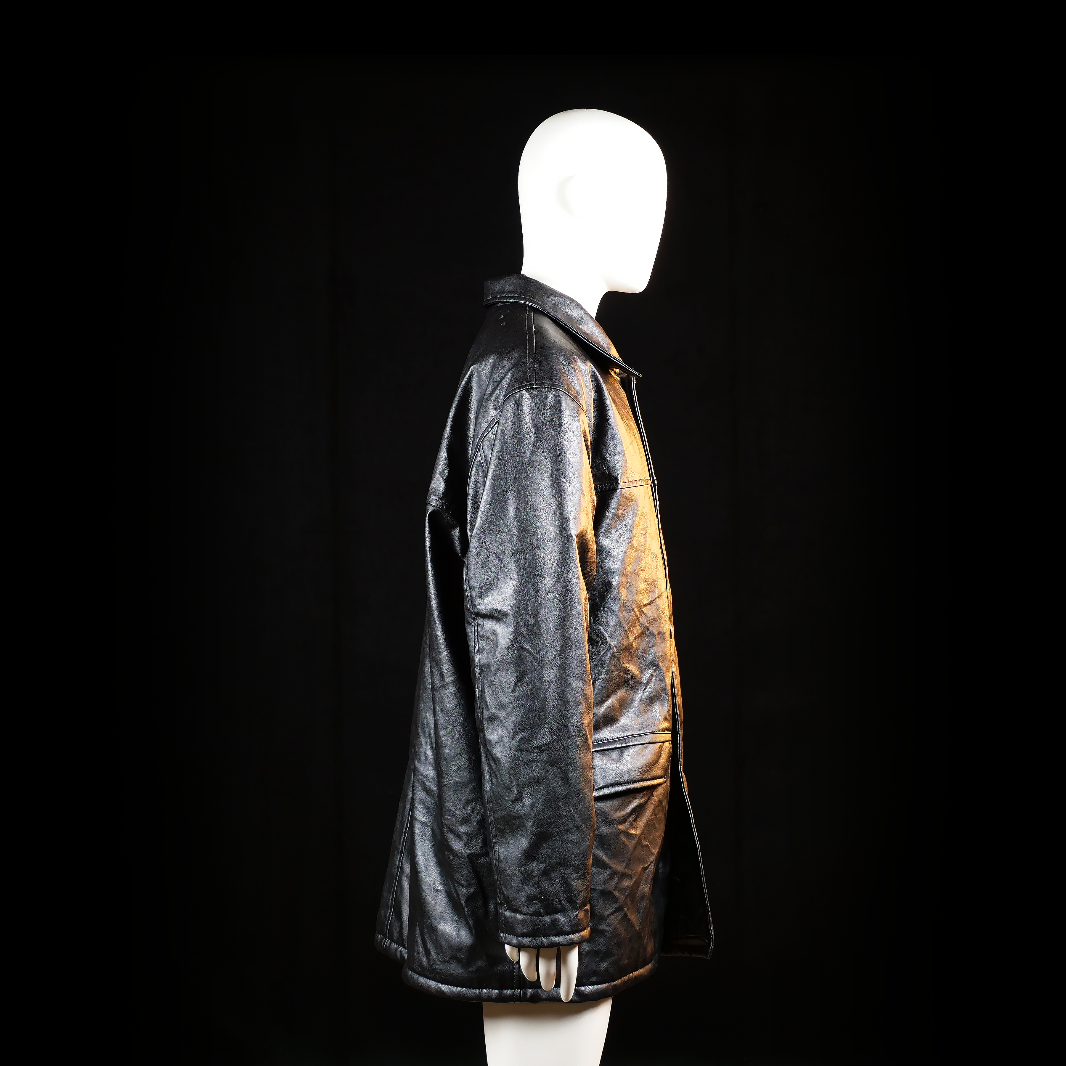 Ac - leather jacket - Black - (Storlek: XXL)
