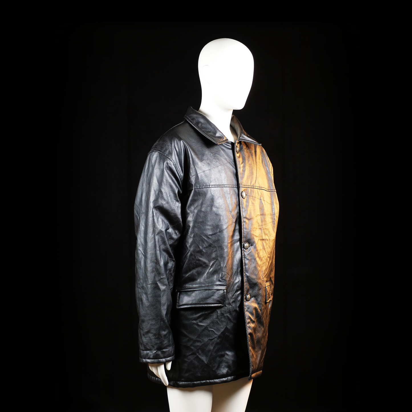 Ac - leather jacket - Black - (Storlek: XXL)