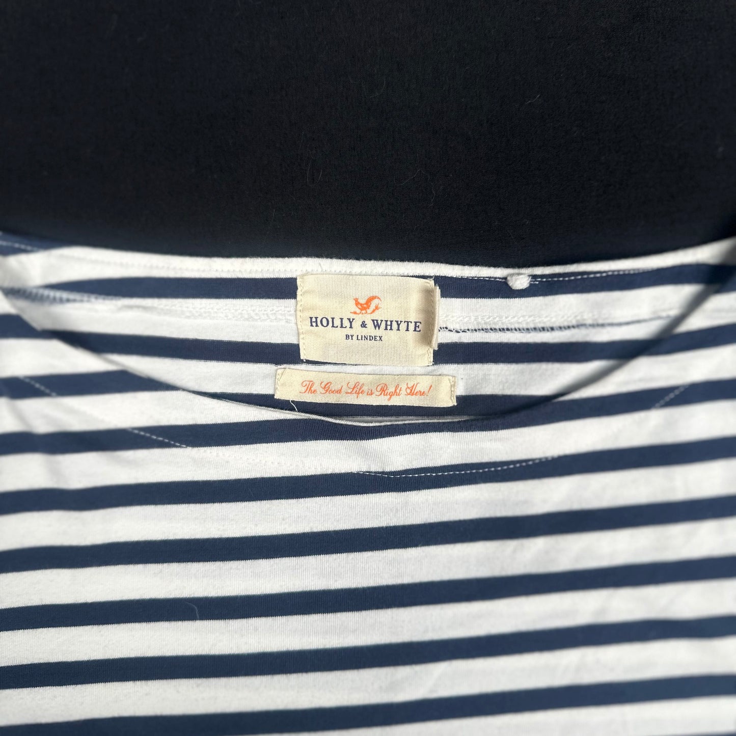 Lindex - t-shirt - White, Navy - (Storlek: M)